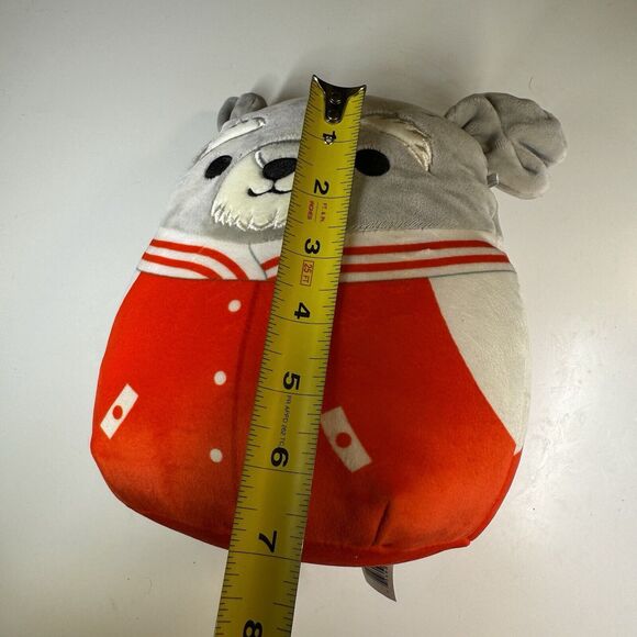 Squishmallows Tristan Dog Red Varsity Jacket Plush 8” Kellytoy NWT HTF - Picture 7 of 7